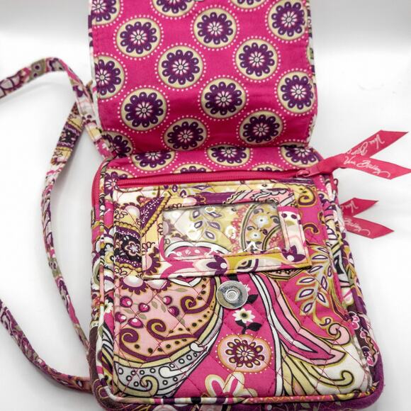 Vera Bradley Pink Quilted Crossbody Floral Paisley Print Adjustable Strap - Picture 5 of 9